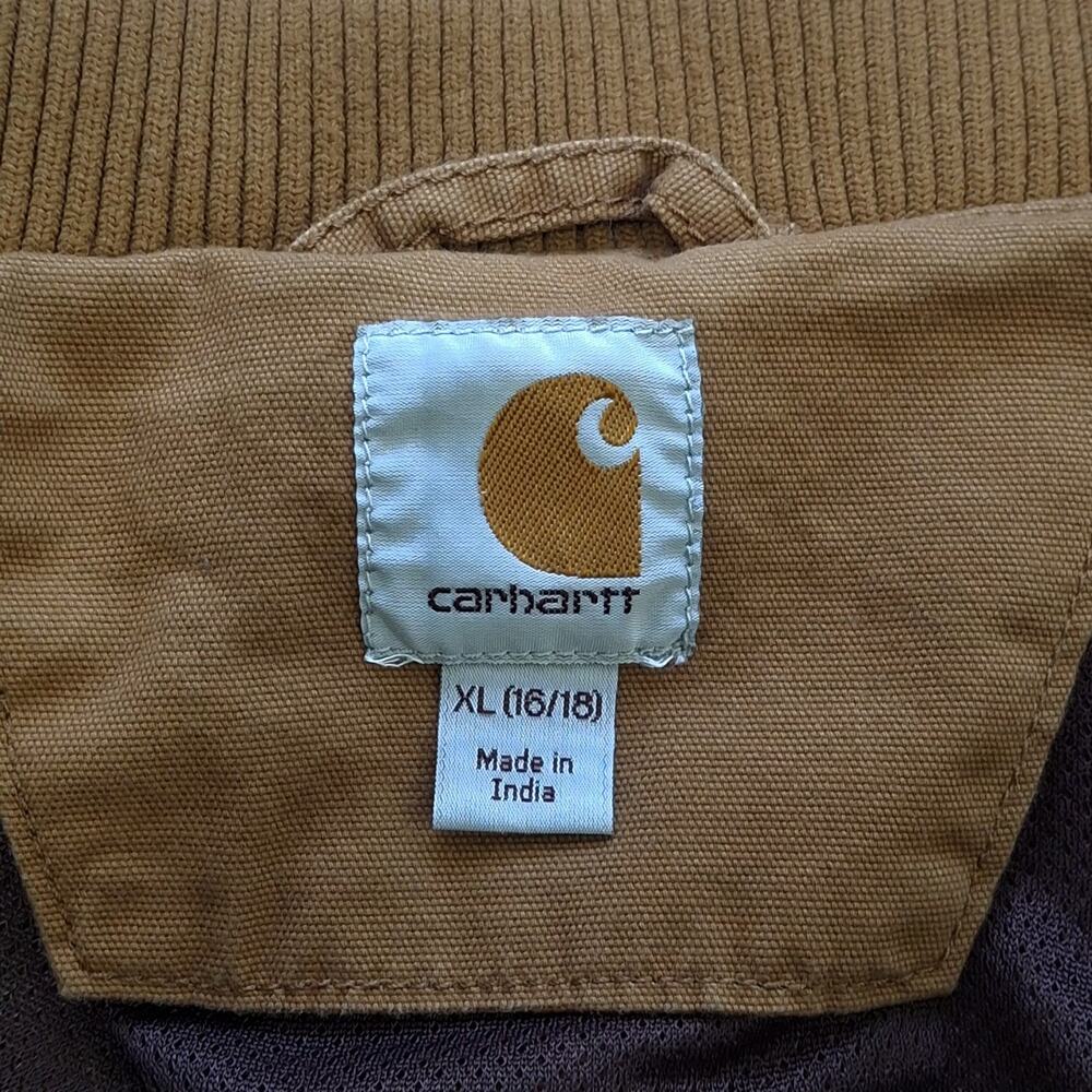 Carhartt Women’s Jacket Brown Crawford Canvas Bomber XL 16/18 Full Zip Relaxed - Picture 7 of 7